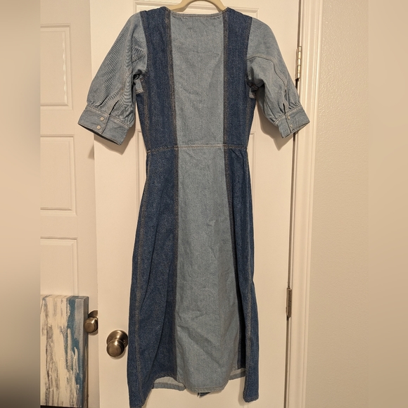 Ganni Denim Cutline Bleach Minidress - Picture 2 of 12